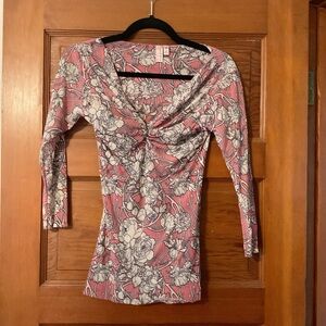 Sweet Pea Pink and White Floral Blouse